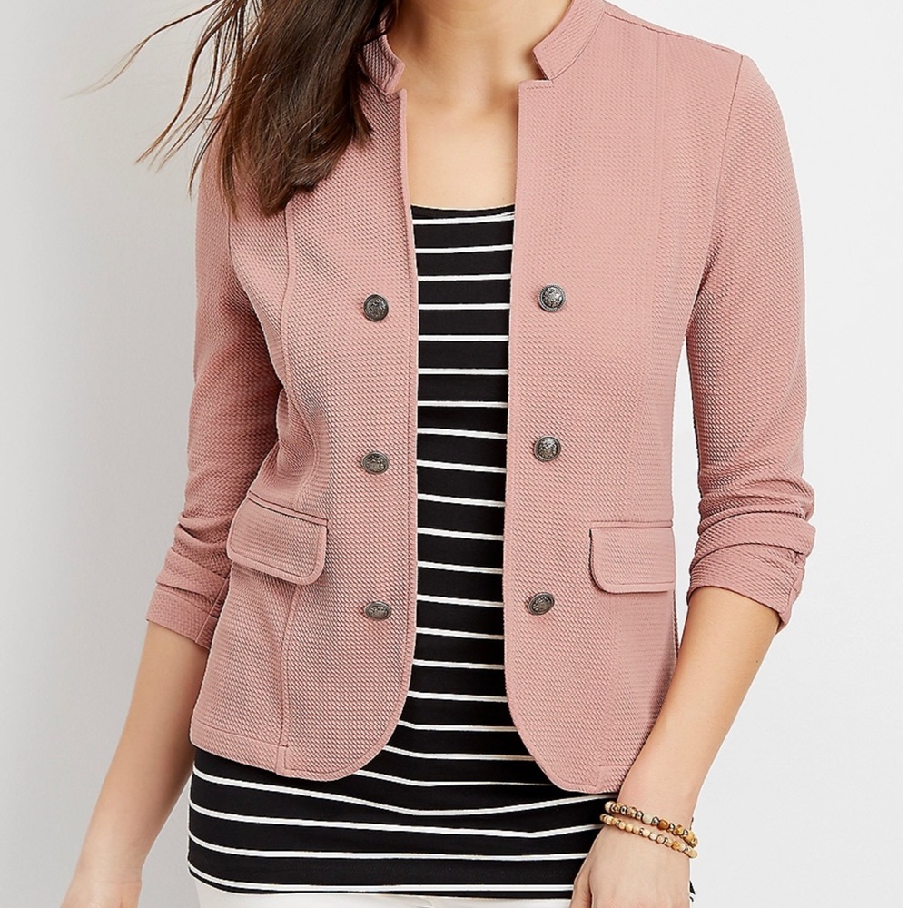 Open Front Military Style Blazer - Picture 7 of 7